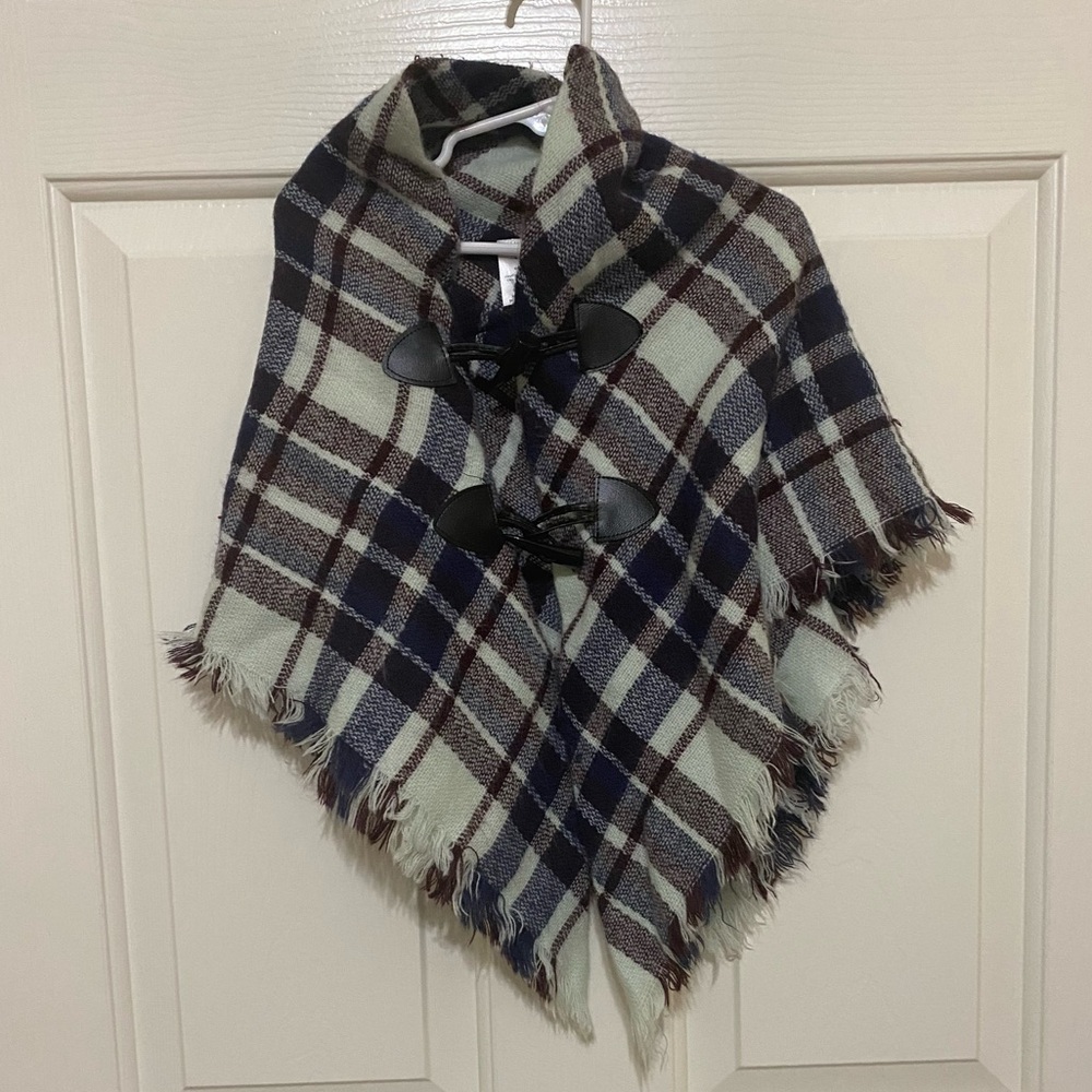 Toddler Girl Plaid Cape Shawl Poncho
